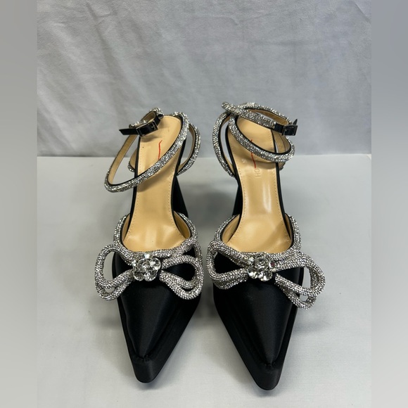 MACH & MACH SATIN DOUBLE BOW PLATFORM PUMPS 140MM - Picture 1 of 7